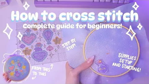 Video thumbnail: Easy beginner cross stitch guide ✨ 🪡 🩵  Step by step tutorial